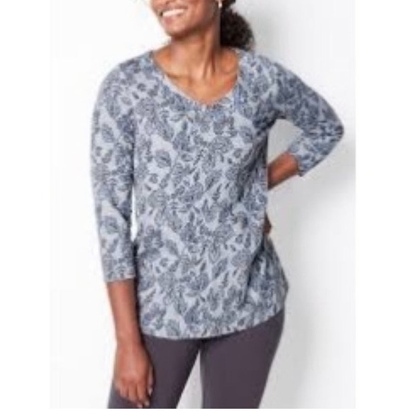 Pure Jill J Jill Kalamkari Print Knit Top 100% Organic Cotton - Picture 2 of 13